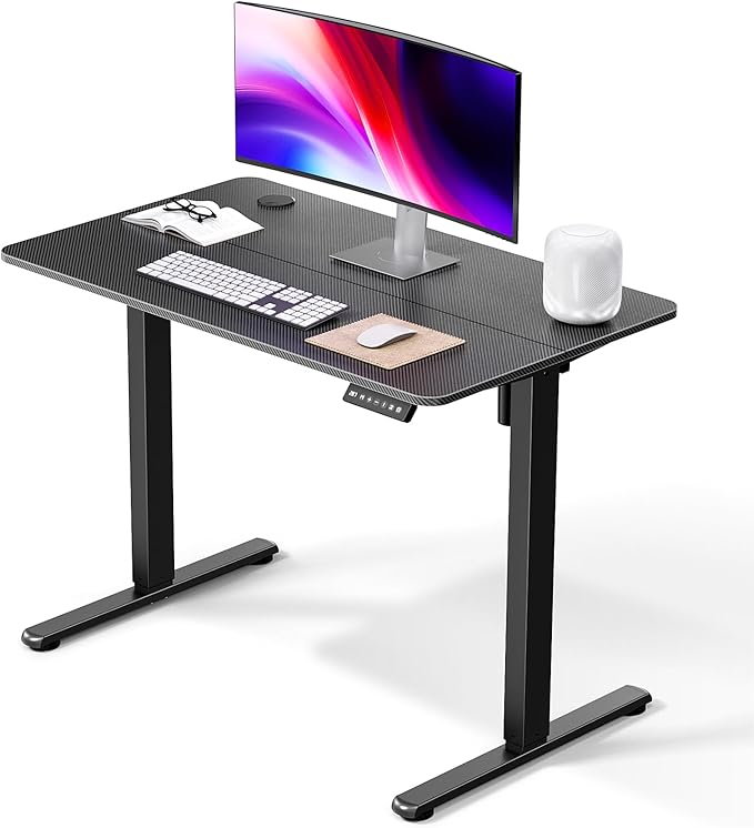 Electric Standing Desk 40 x 24 Inches, Height Adjustable Sit Stand Home Office Computer Desk with Memory Presets,Carbon Fiber Black