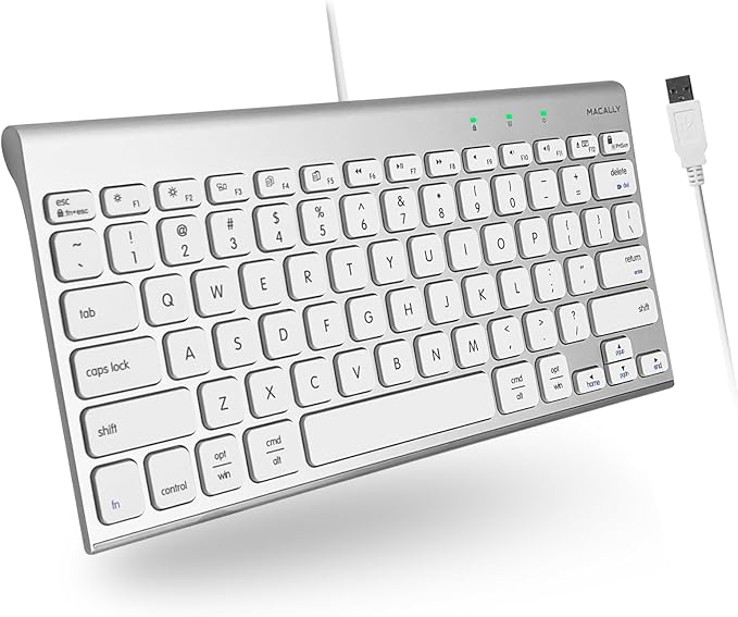 Macally Wired Keyboard for Mac | Compatible Apple Keyboard (78 Keys, Plug and Play USB) Compatible with MacBook Pro/Air, iMac, Mac mini/Pro, Laptop, Computer Desktop