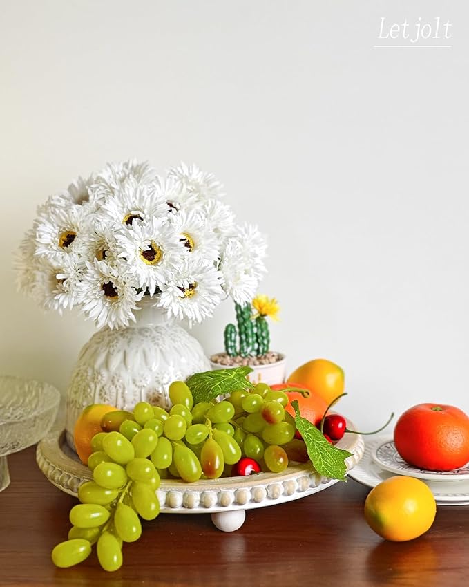 Letjolt Artificial Gerbera Daisy Flowers African Daisy White Silk Flowers Home Decorations Faux DIY Bouquet for Wedding Engagement Centerpieces Arrangements