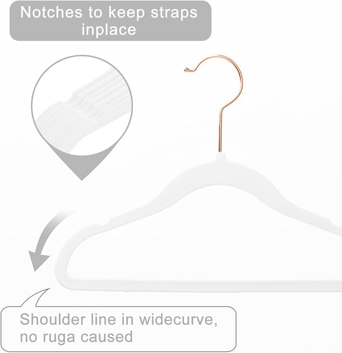 MIZGI Baby Velvet Hangers,Non-Slip Kids & Toddler Hangers,11.8 Inch Hangers for Baby Clothes,Pack of 50(White)
