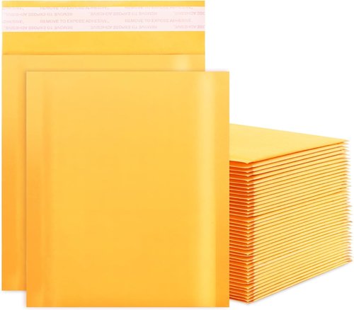 Kraft Bubble Mailers - 6x10 Inch Yellow Self-Seal Padded Envelopes | 50-Pack for Shipping Jewelry & Electronics