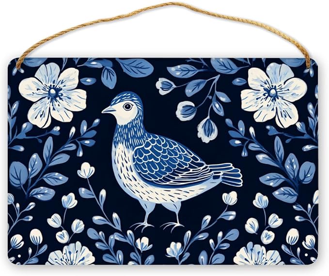 Art Deco styles Blue Bird Wooden Art, 12x8 Inch Stylish Wood Decors for Retro Design Lovers & Nature Fans, Infuse Your Home with Elegant Botanical Retro Vibes