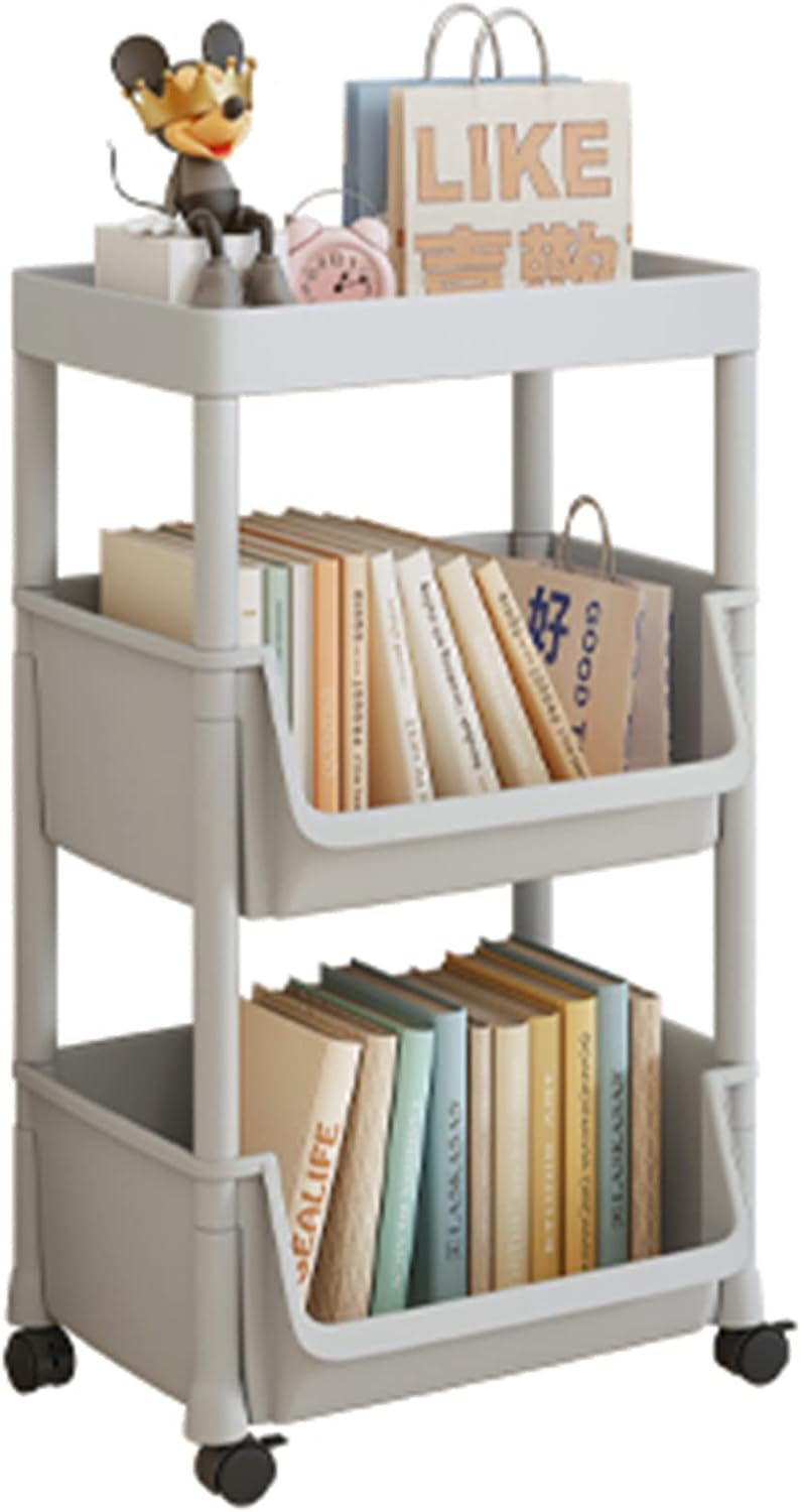 Skiennix Rolling Utility Cart - Multi-Layer Storage Trolley with Hooks | Adjustable Shelves for Narrow Spaces