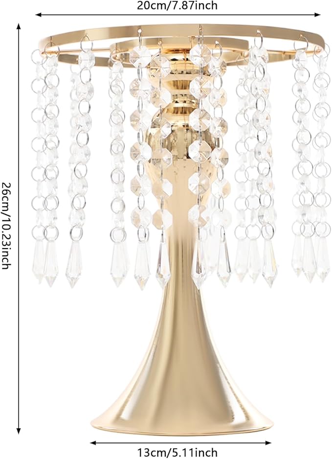 10 Pcs Glam Crystal Flower Stands, Wedding Reception Decorations with Sparkling Crystal Beads Table Center Display Flower Arrangement Flower Stand Metal Vase for Event Decor (Gold, Height:10.23in)