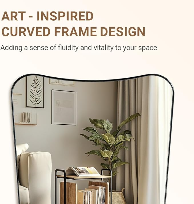 ANDY STAR Brushed Nickel Bathroom Mirror, 24x36 Inch Scalloped Mirror for Bathroom, Modern Irregular Shaped Mirror with Rust-Proof Stainless Steel Thin Frame, Ideal for Bathroom Remodel