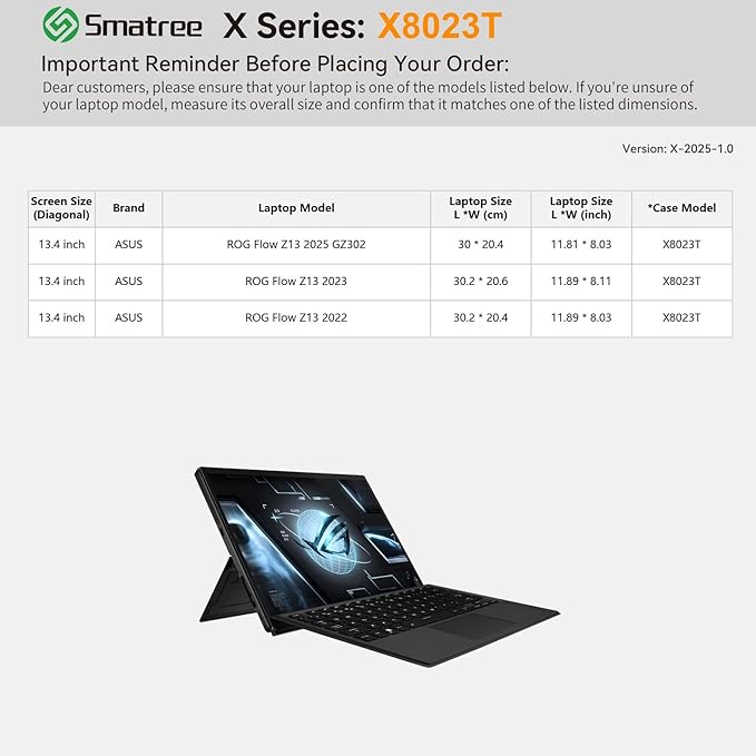 Smatree Hard EVA Protective Sleeve Case Compatible for 13.4 inch ASUS ROG Flow Z13 2025 GZ302/2023 GZ301/2022 Laptop, Anti-Shock and Waterproof Notebook Bag (X8023T)