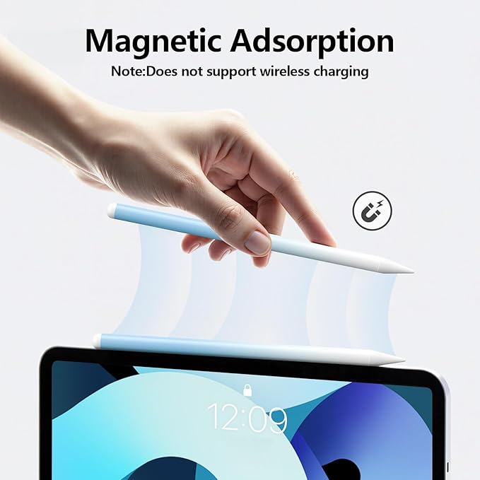 Stylus Pen for iPad 6th-11th Generation-2X Fast Charge Active Pencil Compatible with 2018-2025 Apple iPad Pro 11"/12.9"/M4, iPad Air 3/4/5/M2/M3,iPad mini 5/6 Gen-White Blue