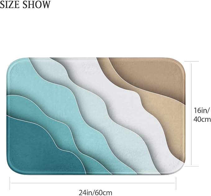 Britimes Bath Mat for Bathroom Abstract Beach Washable Floor Rug Carpets Floor Mat Bathroom Decorations 16x24 inches for Kitchen Bedroom Indoor
