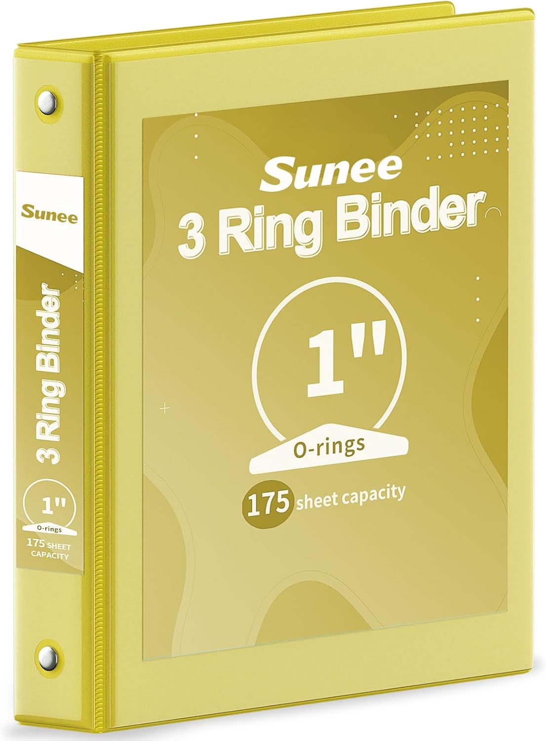 SUNEE 3 Ring Binder - 1 Inch Clear View PVC-Free Binder | Fits 8.5x11 Inches - Yellow for School or Office