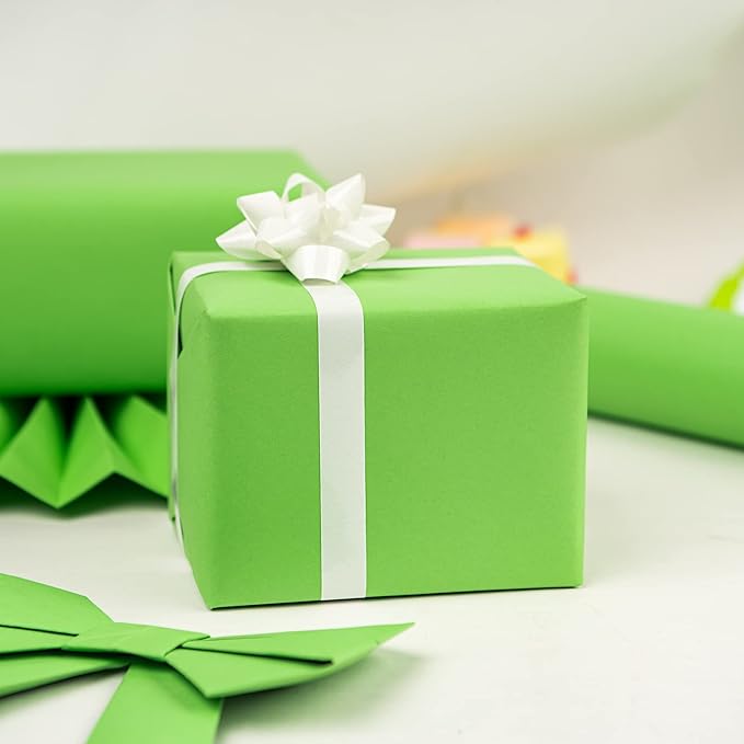 RUSPEPA 30"x 393"(32.8') Light Green Kraft Wrapping Paper Large Jumbo Roll, Recyclable Green Gift Wrap Paper for Birthday Gift Wrapping, Table Cover, Art & Craft Supplies, Easter Bouquet Flower, 80GSM