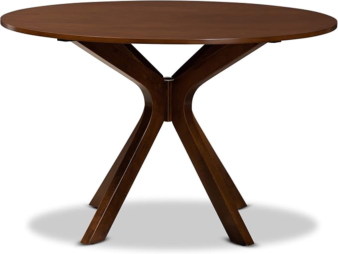 Baxton Studio Kenji Modern and Contemporary Walnut Brown Finished 48-Inch-Wide Round Wood Dining Table