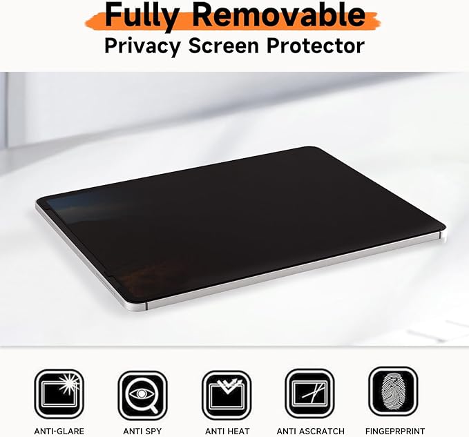 Upgrade 360° Privacy Screen Protector for iPad Air 11 inch M3 2025 & M2 2024, (iPad Air 7th/6th Generation), Magicsuction 4-Way Anti Spy Glare Blue Light Filter (Landscape+Portrait Privacy), Bubble Free/Reusable