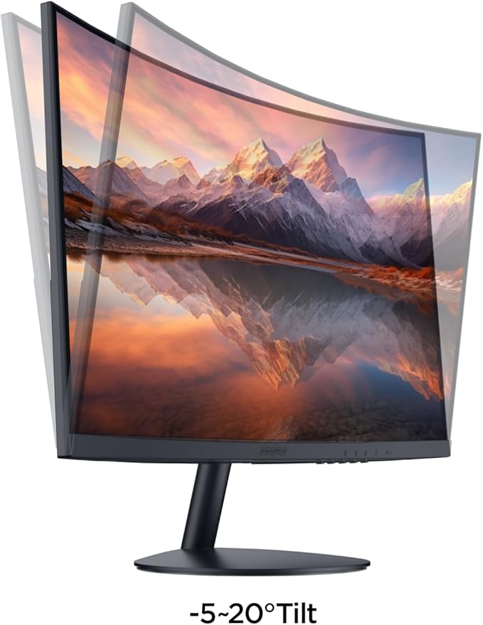 KOORUI 24 inch Curved Monitor, Full HD 1080P Curved Computer Monitor, 100Hz 1500R PC Screen, TÜV Rheinland Certified, HDMI VGA, Tilt Adjustment, LCD Display, Eye Care, Black 24N5CA