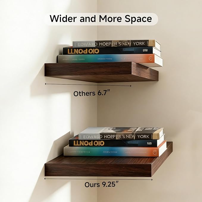 31.5in Floating Shelves for Wall, Wall Mounted Shelves for Decor Storage Set of 2, Floating Shelf for Bedroom, Bathroom, Living Room and Kitchen（Dark Walnut）
