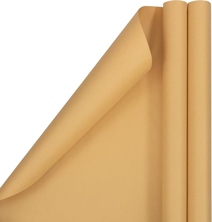 JAM Paper Gift Wrap - Matte Wrapping Paper - 50 Sq Ft Total (30 in x 10 Ft Each) - Matte Natural Tan/Light Kraft - 2 Rolls/Pack