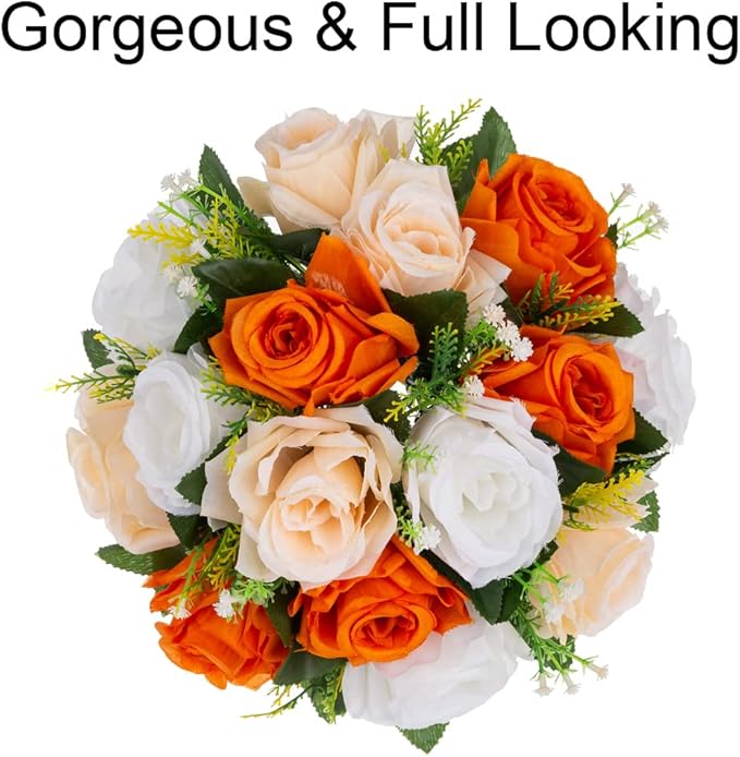 Flower Centerpieces for Wedding Tables: Wedding Table Decorations Orange Flower Balls Centerpieces for Engagement Cerebration Party Center Pieces 6 Packs