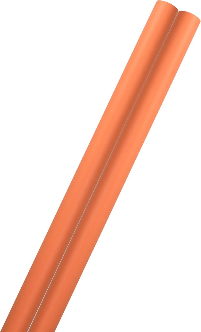 JAM Paper Gift Wrap - Matte Wrapping Paper - 50 Sq Ft Total (30 in x 10 Ft Each) - Matte Orange - 2 Rolls/Pack