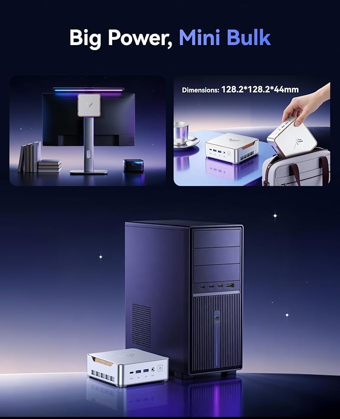 KAMRUI Hyper H2 Mini PC with Intel Core i5-14450HX, 16GB RAM 512GB NVMe SSD, Triple 4K, HDMI, DP, USB-C, WiFi 6, BT 5.2, Gigabit Ethernet, Mini Desktop Computer for Office, Business, Gaming