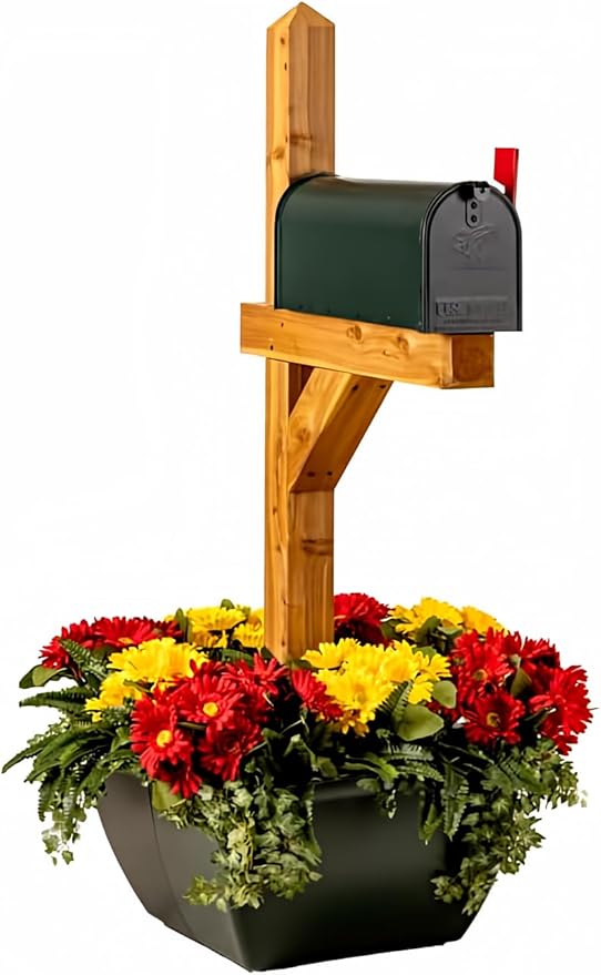 SnapPot® Mailbox Planter Wrap – 24 Inch Resin Planter for 4x4 and 6x6 Posts, Extra Large 16+ Gallon