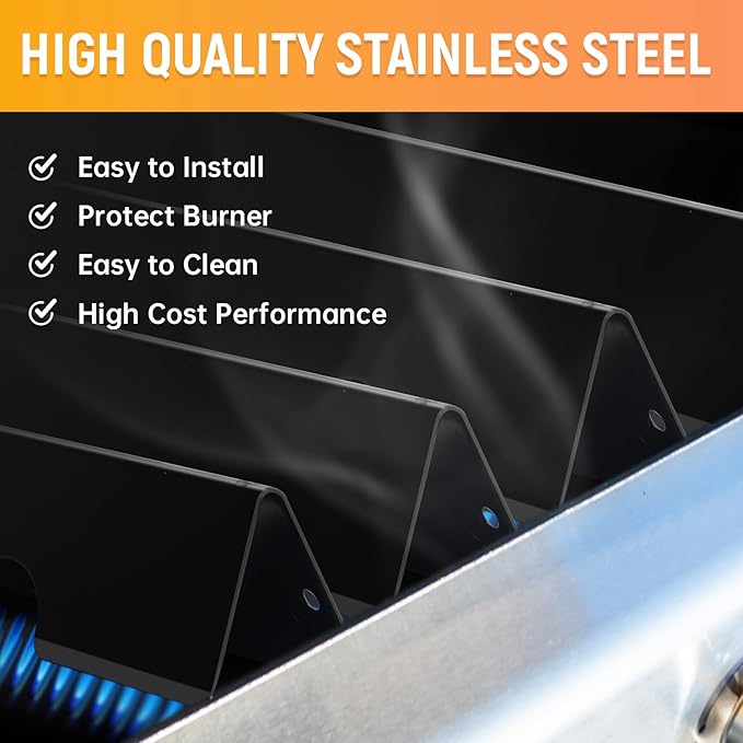 RuiTEERS Grill Flavorizer Bars for Weber Genesis II E-410, S-410, LX E-440, S-440, Weber Genesis 2 66041, 66033, 66796, Heat Deflectors BBQ Grill Heat Plate, 17" Porcelain Steel Grill Flavor Bars