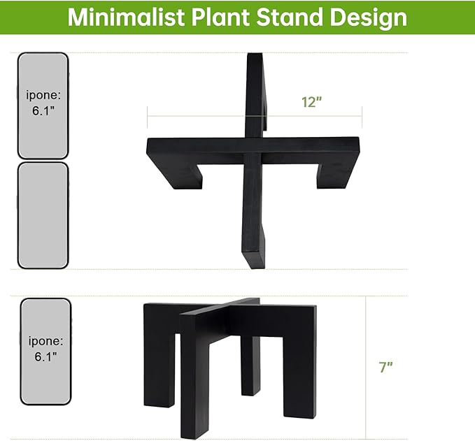 2 Pack Wood Plant Stand Indoor Holders for Plants, Sturdy Flower Pot Stands Plants Shelf, Wooden Stool for Patio Plant Stand, Fit 5-18 Inch Variety Flower Pots, Easily Assemble (2 Pack-Black)