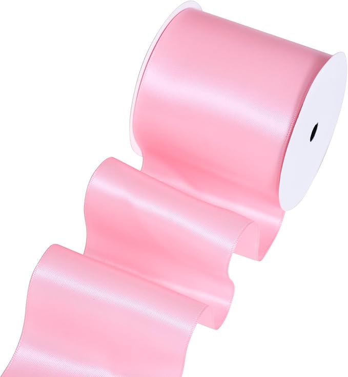 YAMA Pink Double Faced Satin Ribbon, 3 Inch 10 Yards, Great for Crafts Bows Flower Bouquet Wedding Home Decor Gift Wrapping