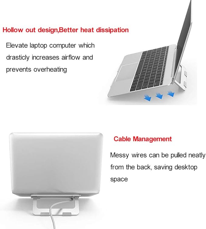 Soke-Six Laptop Stand,Aluminum Portable Foldable Laptop Support Stand Holder Desk Table Mobile Phone Stand for iPad MacBook Pro Air Notebook