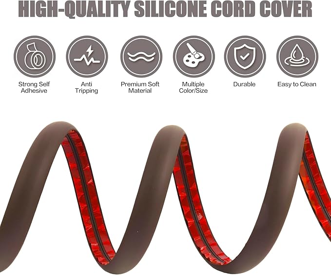Floor Cord Cover Cable Cavity Self Adhesive Cord Hider Floor Floor Cable Management Power Cord Protector Floor Electric Cord Covers for Offices, Gym, Exhibitions (CoffeeBrown, 2.36" x 10')