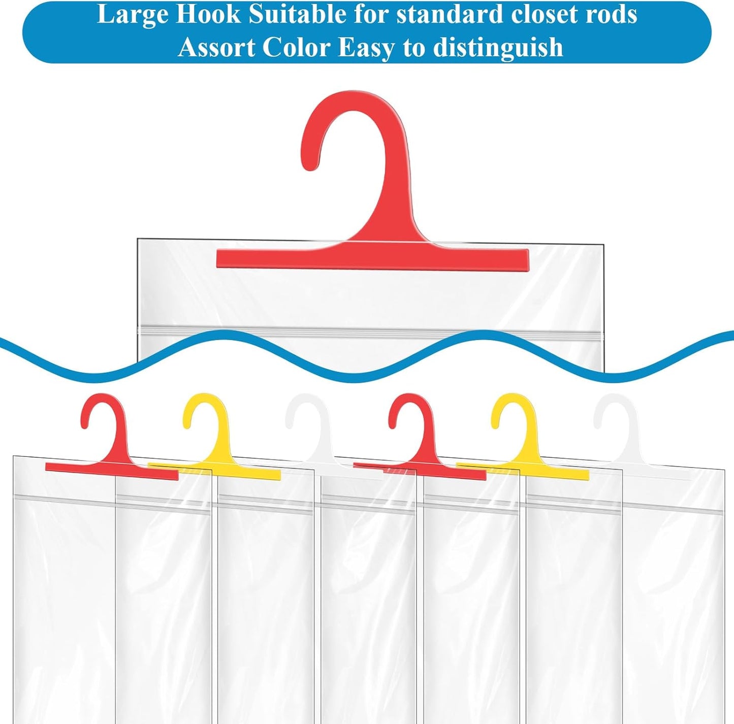 Skiennix Waterproof Hanging Storage Bags - 30 Pack Colorful Clear Plastic Organizers for Classroom & Library