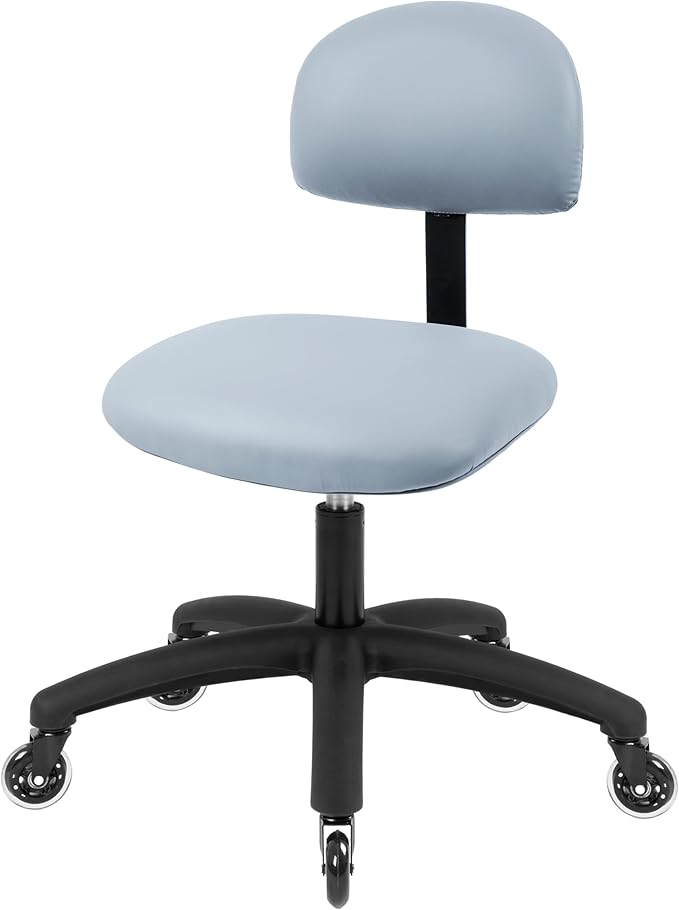 Chair Master FSS Series Square seat (20"-28") seat Height Chair. Vinyl-for Office, Garage, Desk, Shop, Computer, Doctor, Medical, Easy to Clean! NO Footring (Gray, Medium, Rubber Roller Casters)