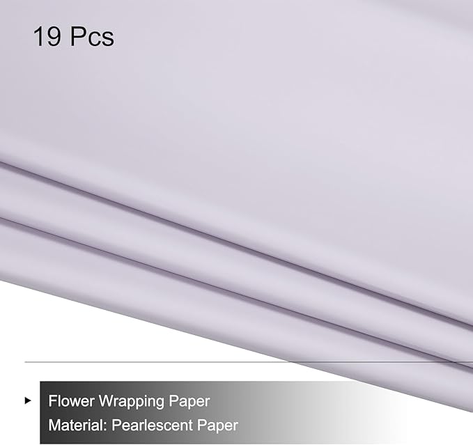 MECCANIXITY 19 Pcs Flower Wrapping Paper 22.8x22.8 Inch Waterproof Florists Wrapping Paper for Florist Bouquet Supplies, DIY Crafts, Gift/Gift Box Packaging Smoky Purple