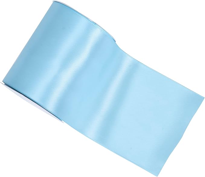YAMA Light Blue Double Faced Satin Ribbon, 4 Inch 5 Yards, Great for Crafts Bows Flower Bouquet Wedding Home Decor Gift Wrapping