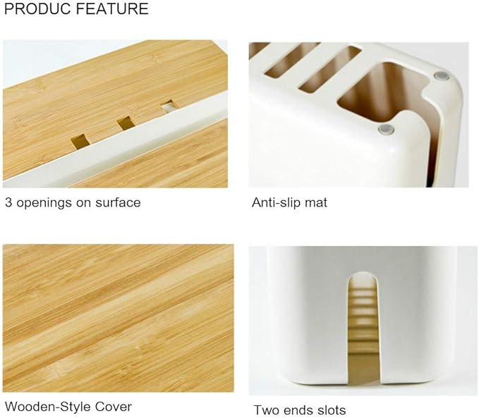 Sourcemall Cable Management Box| Power Stripe Organizer|Cord Organizer Box| Hide and Conceal Power Strips and Electrical Cords from TVs, Computers, and Desks| Keep Pets Safe (White Large)