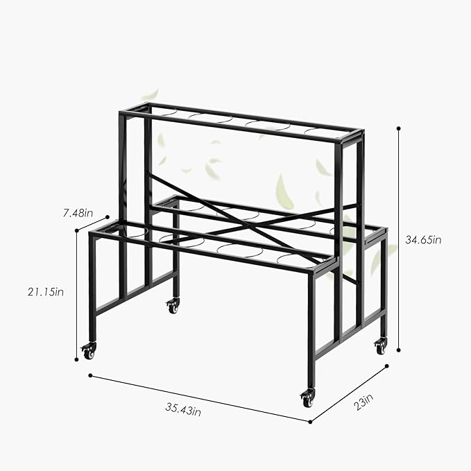 Zhongma Flower Bar Stand Display shelf with White Buckets for Fresh and Diy flowers Bouquet Rack Organizer Heavy Duty Flower Bucket Stand with Wheels
