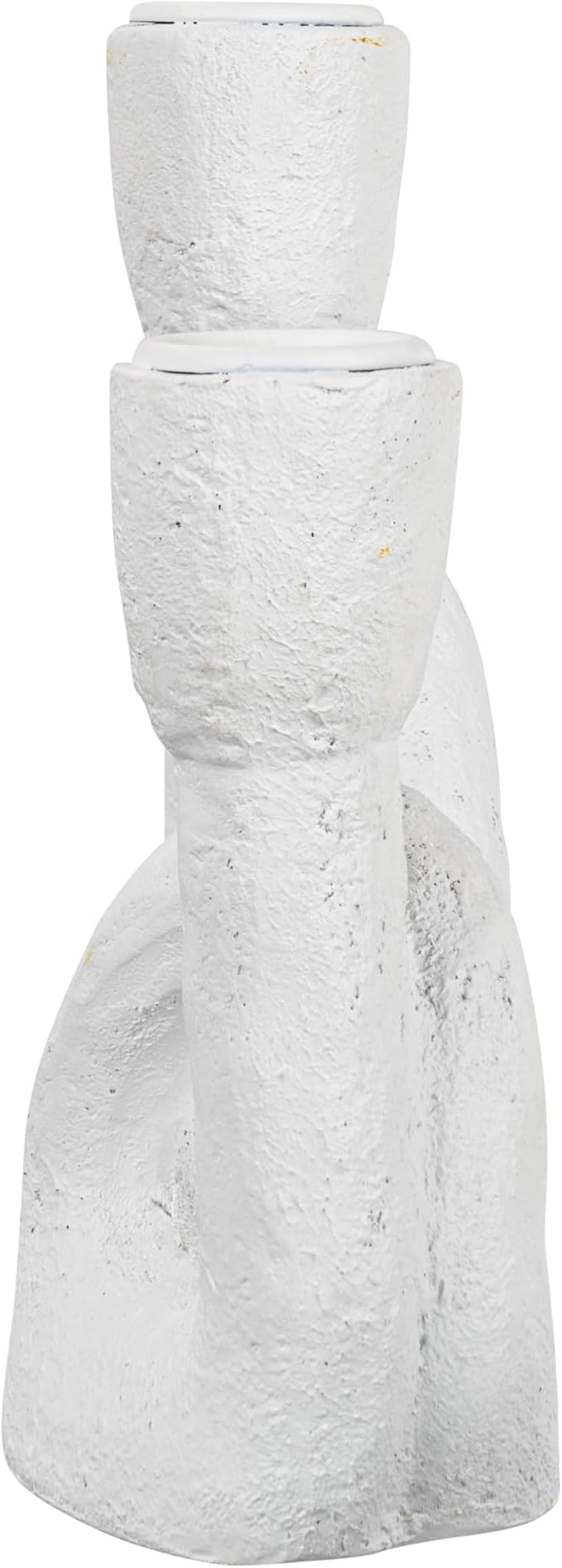 Modern Sculptural Double Taper Candle Holder, White