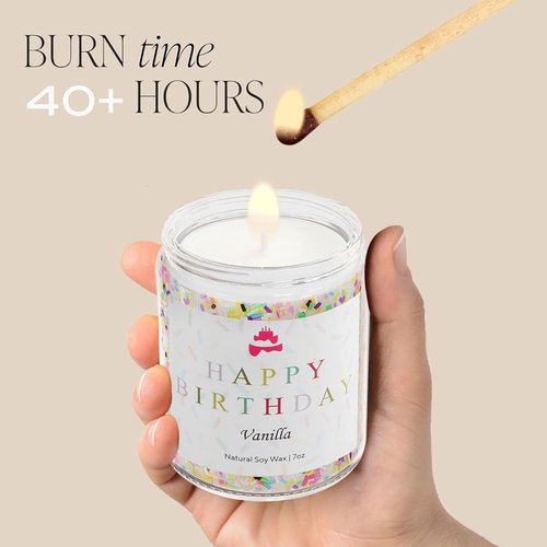 Lihome Happy Birthday Candle - Natural Soy Wax Vanilla Scented Gift for Men, Women, & Friends