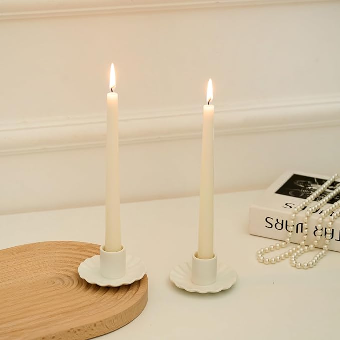 Ceramic Taper Candle Holders,Vintage Candlestick Holder Centerpieces for Home Wedding Decoration, Housewarming Gifts,Pack of 2 (Round B Style)