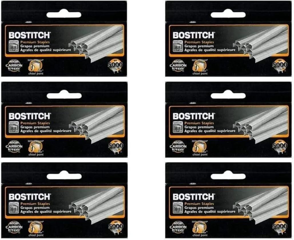 Stanley Bostitch B8 Powercrown Premium 1/4" Staples - Value Pack of 6 Boxes for Reliable Performance