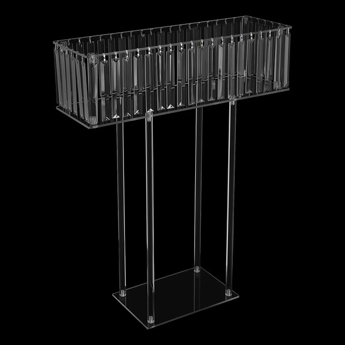 Tall Acrylic Vase 23.6In Wedding Flower Stand Acrylic Centerpiece Stand Geometric Floral Vase Flower Arrangement Holder Rectangular Floral Display Rack for Birthday Party, Table Decorations