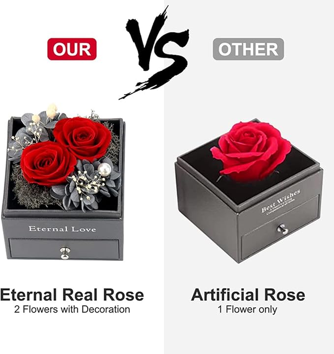 SHOKUTO Preserved Rose,Birthday Gifts for Women Mom Girlfriend,Gifts for Mom Grandma Wife Daughter Sister,Jewelry Boxes with Necklace