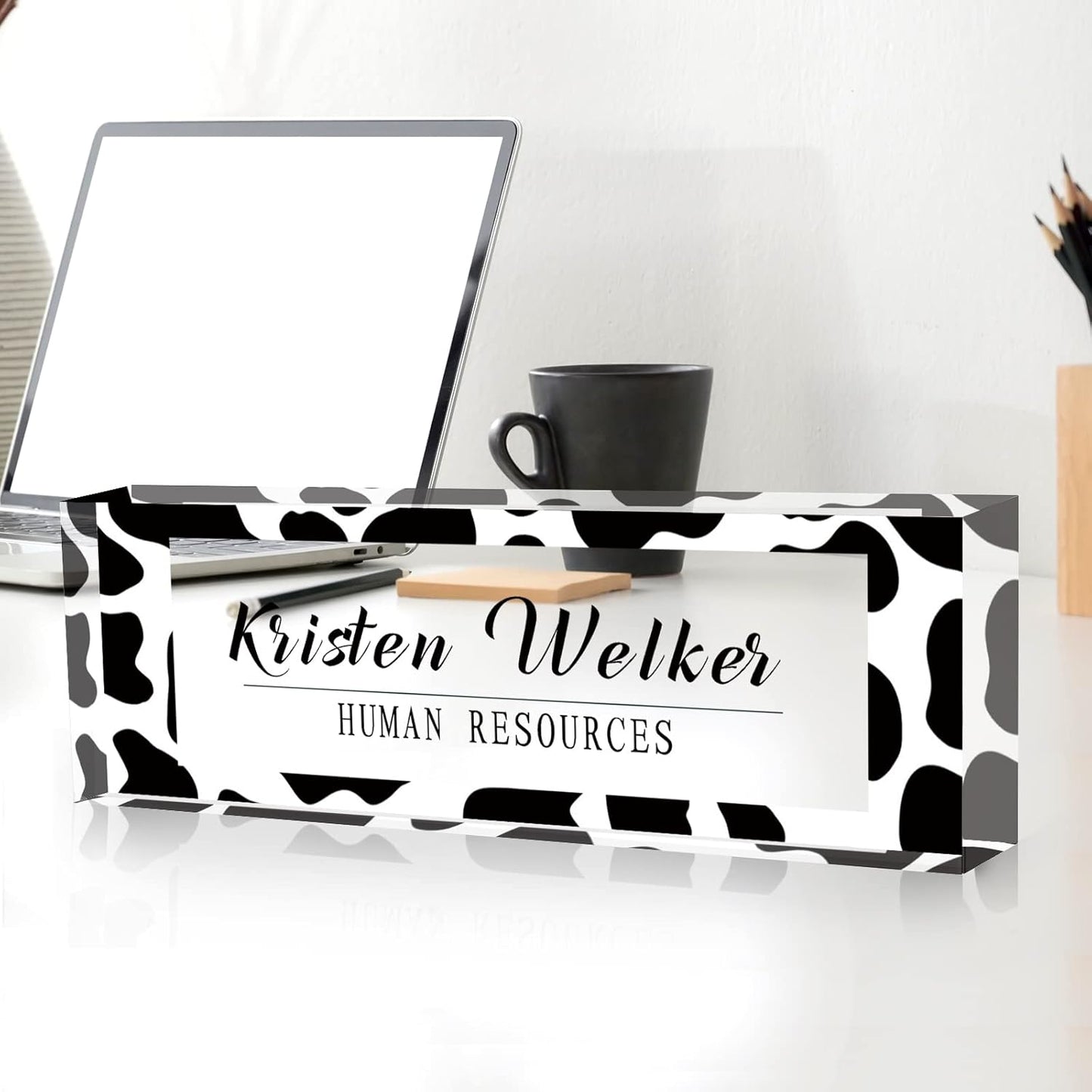 Skiennix Personalized Desk Name Plate - Custom Acrylic Office Gift for Coworkers, Boss, Teacher