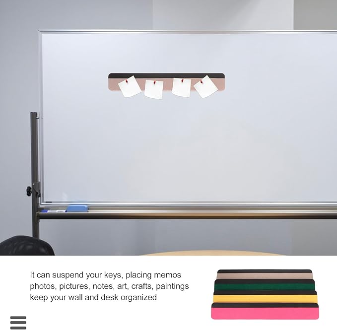 Magnetic Felt Bulletin Board Strip Set 4 Colors Yellow Pink Green Gray Pin Memo Wall Board for Office Classroom Home Organization