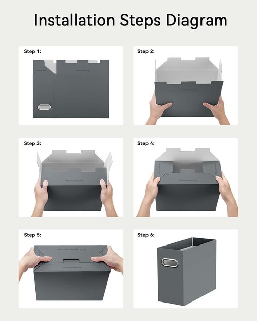 Oterri Cardboard File Organizer Box - Letter Size for Hanging Folders | Dark Grey, 8 Pack