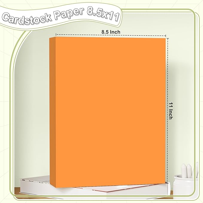 40 Sheets Cardstock 8.5x11, 65lb Fluo Orange Card Stock, Construction Paper, 180gsm Thick Printer Paper for Printing, Painting, Card Making, Kids School Supplies,Party Decorations
