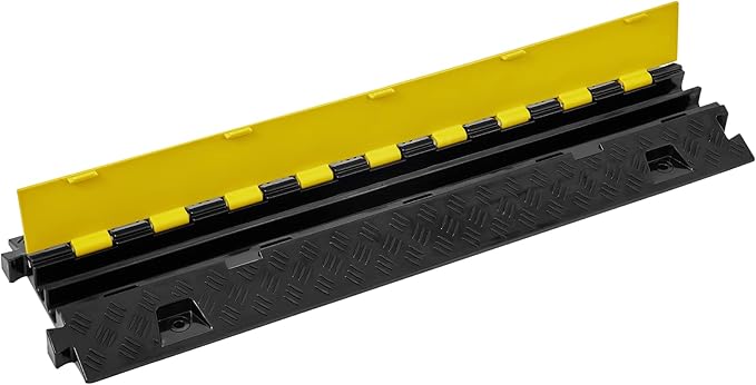VEVOR 5 PCs TPU Cable Protector Ramp - Heavy Duty 2-Channel Speed Bumps for Road, Odor-Free Eco-Friendly TPU with TPR Cover, for Driveway, Hose, Floor Cord Cover, 22,000 lbs/Axle Capacity