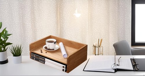 DDYURI Stackable Wood Paper Trays - Stylish Desk Organizer for Letters & Magazines | 2-Piece Set in Light Wood