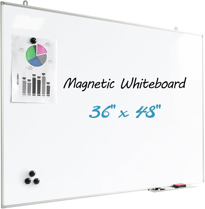 Magnetic Writeboard 36X48 Dry Erase Board Hanging & Wall Mounted Whiteboard S Aluminium Frame Message Boards for Home, School, Office, Kitchen