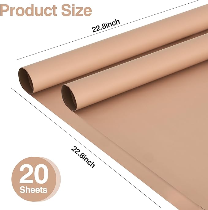 BEISHIDA 20 PCS Brown Floral Wrapping Paper-Matte Waterproof Flower Wrapping Paper Bouquet for Florist Supplies, DIY Crafts, Gift Packaging, Wedding, Birthday Gift