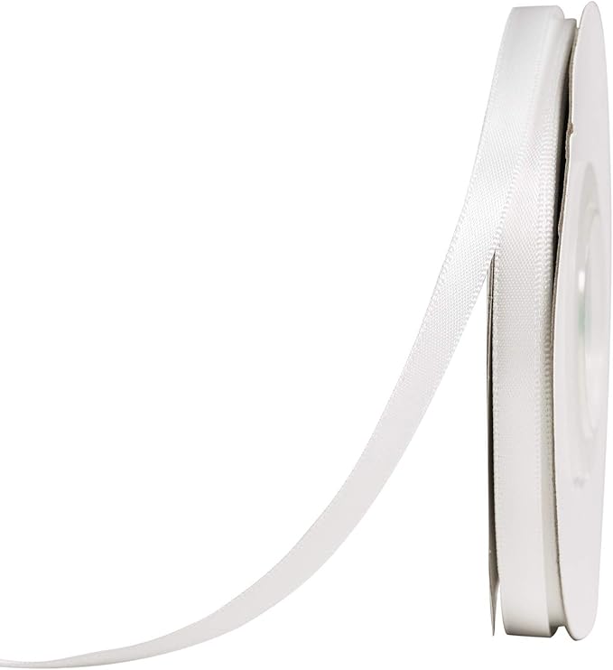 YAMA White Double Faced Satin Ribbon 1/4 Inch 25 Yards Thin White Ribbon for Gift Wrapping Crafts Hair Bows Wedding Party Decoration