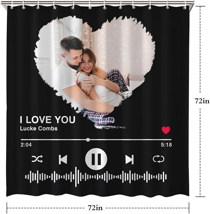 Personalized Shower Curtain Set Custom Photo Shower Curtains Modern Minimalist Home Bathroom Curtain Decor with 12 Hooks 72 Inch Wide * 72 Inch High